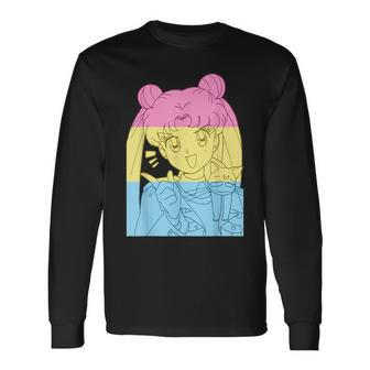 Girl Anime Pansexual Pride Pansexual Flag Lgbt Month Long Sleeve T-Shirt | Mazezy