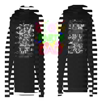 Glow Party Squad Dad Paint Splatter Glow Party Matching Long Sleeve T-Shirt T-Shirt | Mazezy
