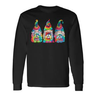 Gnome Peace Sign Love Tie Dye Three Hippie Gnomes Costume Long Sleeve T-Shirt - Seseable