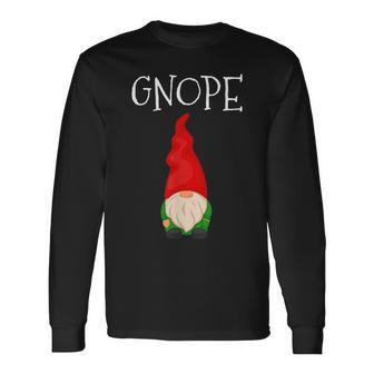 Gnope Swedish Tomte Gnomes Christmas Nope Scandinavian Long Sleeve T-Shirt - Monsterry