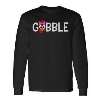 Gobble Gobble Turkey Face Thanksgiving Family Matching Long Sleeve T-Shirt - Seseable