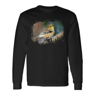 Goldfinch Bird For Nature Lovers Birder Long Sleeve T-Shirt | Mazezy