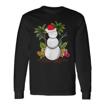 Golf Christmas In July Summer Snowman Golfer Party Hawaii Long Sleeve T-Shirt - Monsterry UK