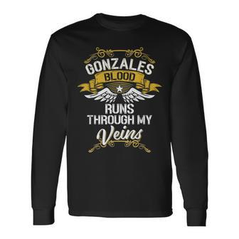 Gonzales Blood Runs Through My Veins Long Sleeve T-Shirt | Mazezy