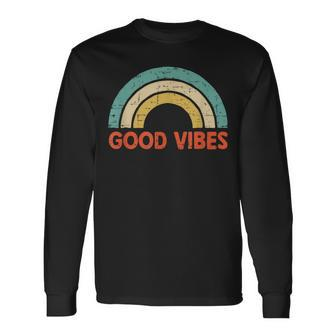 Good Vibes Only Positive Inspirational Retro Long Sleeve T-Shirt T-Shirt | Mazezy