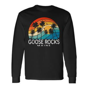 Goose Rocks Beach Maine Palm Tree Tropical Beach Souvenir Long Sleeve T-Shirt T-Shirt | Mazezy