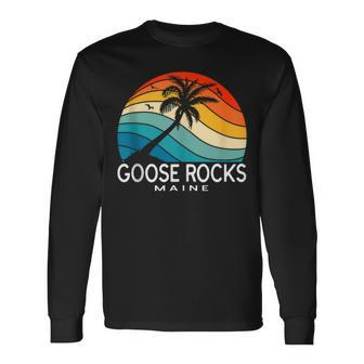 Goose Rocks Beach Maine Tropical Beach Palm Tree Souvenir Long Sleeve T-Shirt T-Shirt | Mazezy