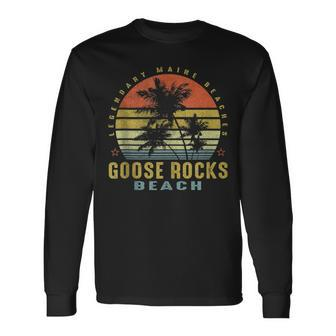 Goose Rocks Beach Retro Palm Sunset Beach Lover Long Sleeve T-Shirt T-Shirt | Mazezy
