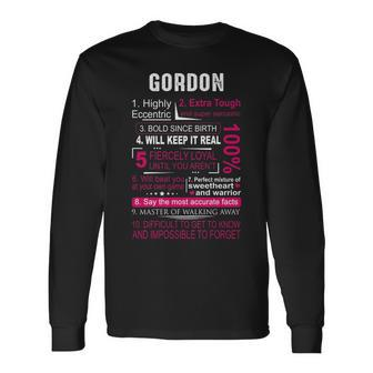 Gordon Name Gordon Name V2 Long Sleeve T-Shirt - Seseable