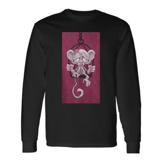 Gothic Chimpanzee Monkey Ape Sad Horror Alt Long Sleeve T-Shirt | Mazezy