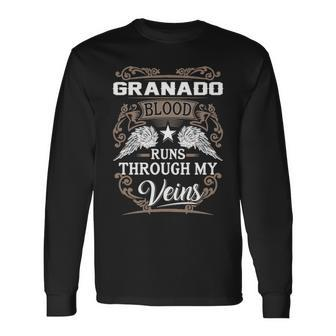Granado Name Granado Blood Runs Through My Veins Long Sleeve T-Shirt - Seseable