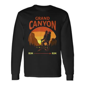 Grand Canyon National Park Rim Rim Retro Hiking Long Sleeve T-Shirt - Monsterry DE