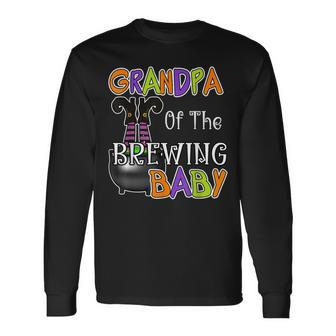 Grandpa Of Brewing Baby Halloween Theme Baby Shower Spooky Long Sleeve T-Shirt - Monsterry DE