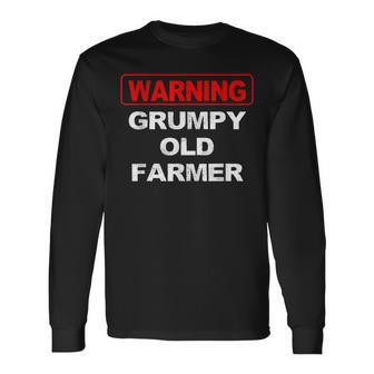 Grandpa Farmer Warning Grumpy Old Farmer Long Sleeve T-Shirt T-Shirt | Mazezy