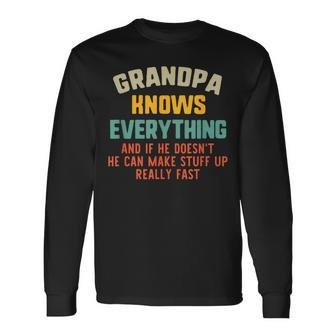 Grandpa Knows Everything Vintage Fathers Day Long Sleeve T-Shirt T-Shirt | Mazezy