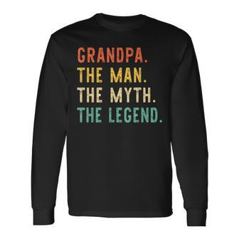 Grandpa The Man The Myth Legend Fathers Day Vintage Retro Long Sleeve T-Shirt T-Shirt | Mazezy
