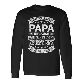 Grandpa Papa Partner In Crime Dad Fathers Day Long Sleeve T-Shirt - Seseable
