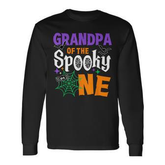 Grandpa Of The Spooky One Boy Halloween 1St Birthday Long Sleeve T-Shirt - Thegiftio UK