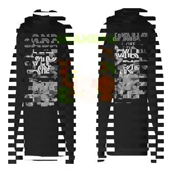 Grandpa Of The Wild One Zoo Birthday Safari Jungle Animal Grandpa Long Sleeve T-Shirt | Mazezy