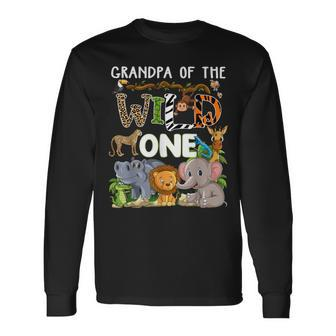 Grandpa Of The Wild One Zoo Theme Birthday Safari Jungle Long Sleeve T-Shirt | Mazezy