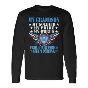 My Grandson Is A Soldier Airman Proud Air Force Grandpa Long Sleeve T-Shirt T-Shirt | Mazezy