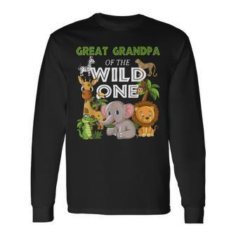 Great Grandpa Of The Wild One Zoo Birthday Safari Jungle Long Sleeve T-Shirt | Mazezy
