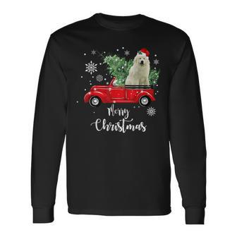 Great Pyrenees Ride Red Truck Christmas Pajama Long Sleeve T-Shirt - Monsterry UK