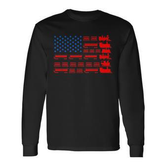 Great Train Lover Model Trains United States Flag Long Sleeve T-Shirt T-Shirt | Mazezy