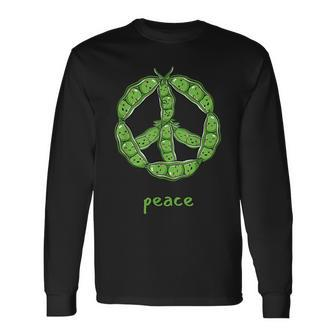 Green Peas In A Pod Peace Symbol Long Sleeve T-Shirt T-Shirt | Mazezy