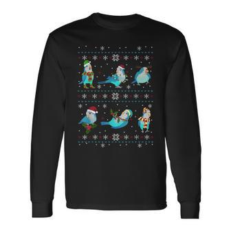Green Quaker Ugly Christmas Sweater Parrot Owner Birb Long Sleeve T-Shirt | Mazezy