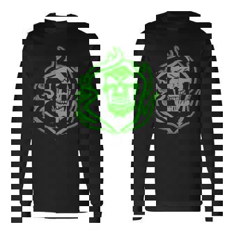 Green Skull Angel Of Death Terrifying Glow In The Dark Tshirt Green Skull Angel Of Death Terrifying Glow In The Dark Tshirt Long Sleeve T-Shirt - Monsterry