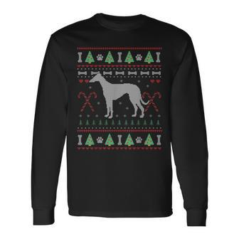 Greyhound Ugly Sweater Christmas Dog Lover Long Sleeve T-Shirt - Monsterry CA