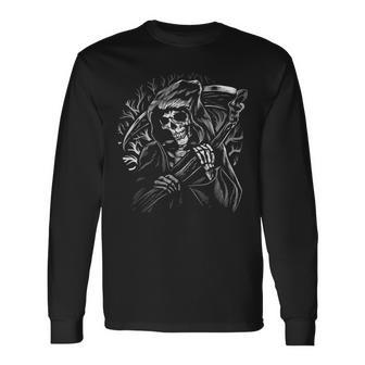 Grim Reaper Skull Death Scythe Dead Gothic Horror Reaper Long Sleeve T-Shirt | Mazezy
