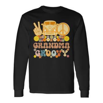 Groovy Grandma Hippie Peace Retro Matching Party Long Sleeve T-Shirt T-Shirt | Mazezy UK