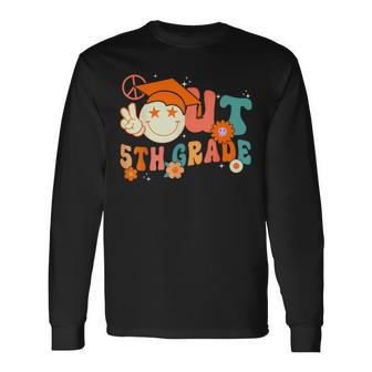 Groovy Retro Happy Last Day Of School Peace Out Fifth Grade Long Sleeve T-Shirt T-Shirt | Mazezy