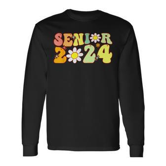 Groovy Senior 2024 Back To School Graduation Class Of 2024 Long Sleeve T-Shirt - Seseable