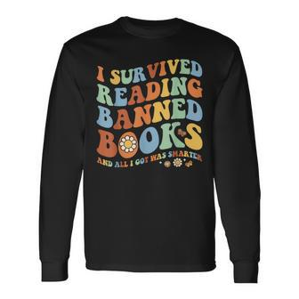 Groovy I Survived Reading Banned Books Book Lover Bookaholic Long Sleeve T-Shirt T-Shirt | Mazezy