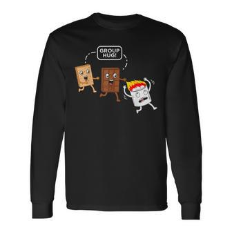 Group Hug S'more Smores Camper Camping Graphic Long Sleeve T-Shirt | Mazezy