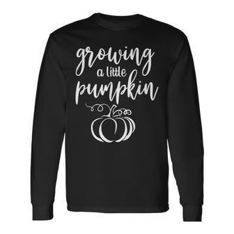 Growing Little Pumpkin Thanksgiving Pregnancy Announcement Long Sleeve T-Shirt T-Shirt | Mazezy