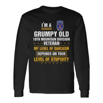 Grumpy Old 10Th Mountain Division Veteran Veterans Day Long Sleeve T-Shirt | Mazezy