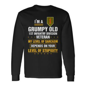 Grumpy Old 1St Infantry Division Veteran Father Day Long Sleeve T-Shirt | Mazezy