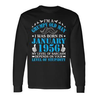 Im A Grumpy Old Man I Was Born In January 1956 Birthday Long Sleeve T-Shirt T-Shirt | Mazezy