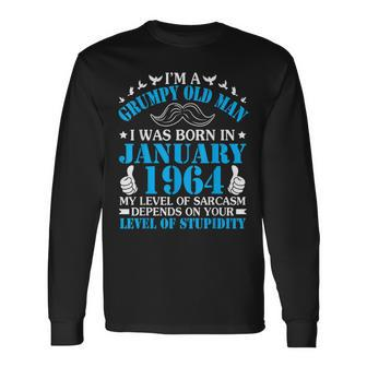 Im A Grumpy Old Man I Was Born In January 1964 Birthday Long Sleeve T-Shirt T-Shirt | Mazezy