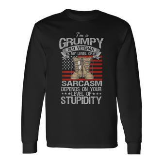 Im A Grumpy Old Veteran Army Us Flag Grandpa Long Sleeve T-Shirt T-Shirt | Mazezy
