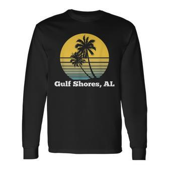Gulf Shores Alabama Retro Vintage Palm Tree Beach Long Sleeve T-Shirt | Mazezy