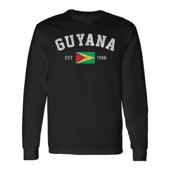 Guyana Est 1966 Guyanese Flag Independence Day Long Sleeve T-Shirt | Mazezy CA