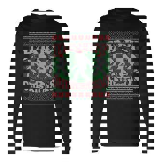 Hairy Christmas Bigfoot Ugly Christmas Sweater Long Sleeve T-Shirt - Monsterry