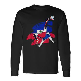 Haiti Soccer Fans Jersey Pride Proud Haitian Football Lovers Long Sleeve T-Shirt | Mazezy