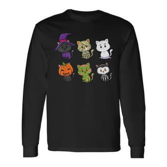 Halloween Cats Lover Horror Cat Costume Spooky Long Sleeve T-Shirt | Mazezy