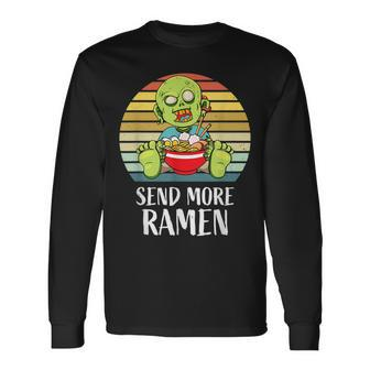 Halloween Creepy Spooky Zombie Eating Ramen Food Lover Anime Long Sleeve T-Shirt T-Shirt | Mazezy